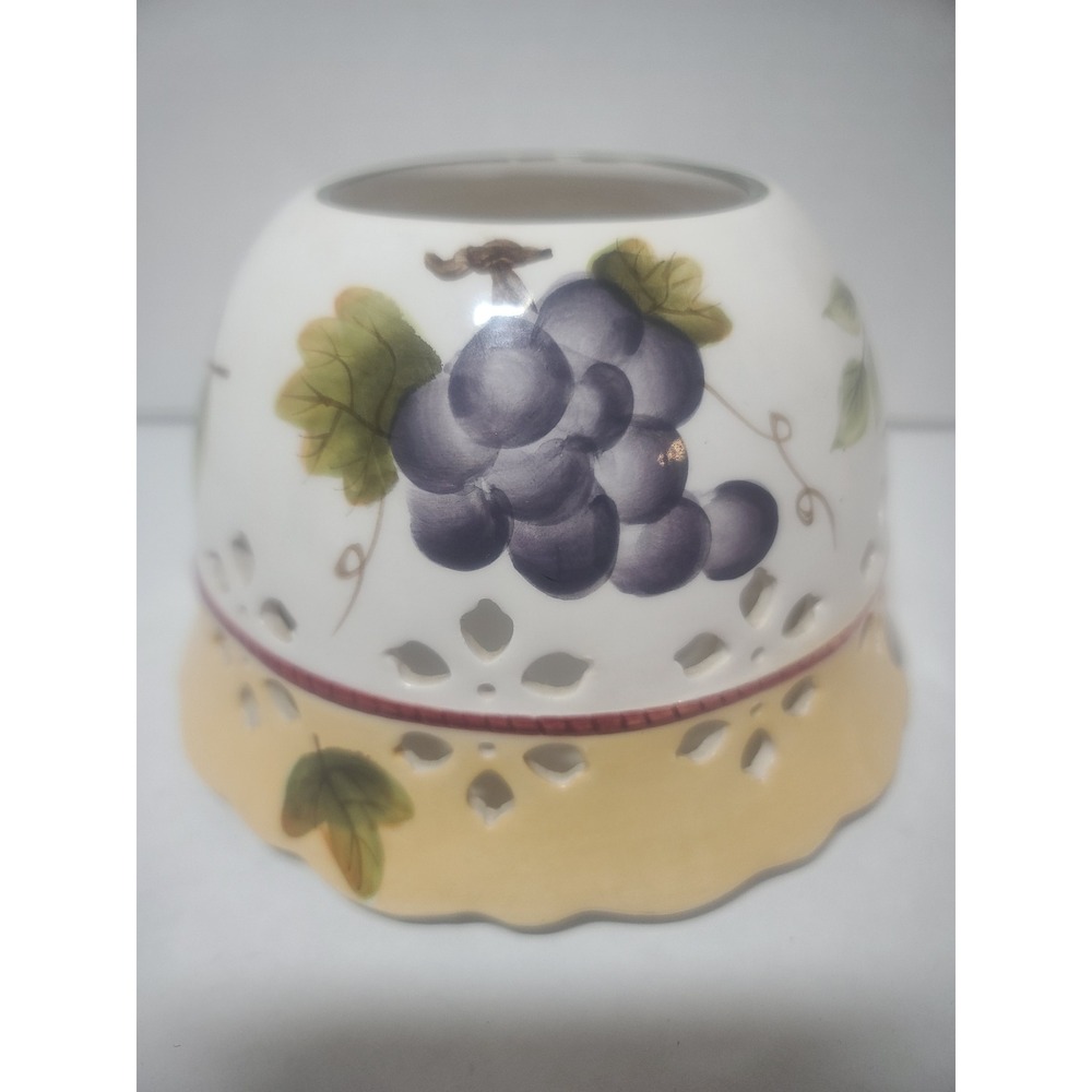 Home Interiors Sonoma Villa Ceramic Votive Candle Holder Shade Fruit Grapes Pear